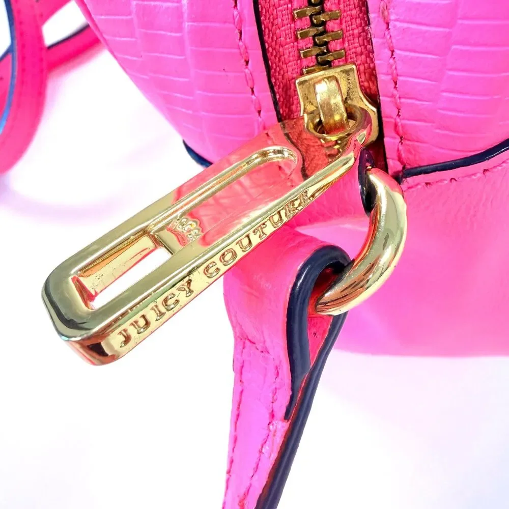 RARE NWT‎ Juicy Couture Pink Purse Camera Bag Leather Lizard Embossed Crossbody